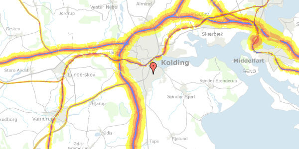 Trafikstøjkort på Brændkjærgade 86, 1. th, 6000 Kolding