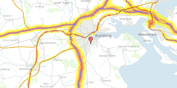 Trafikstøjkort på Brændkjærgade 98, 6000 Kolding