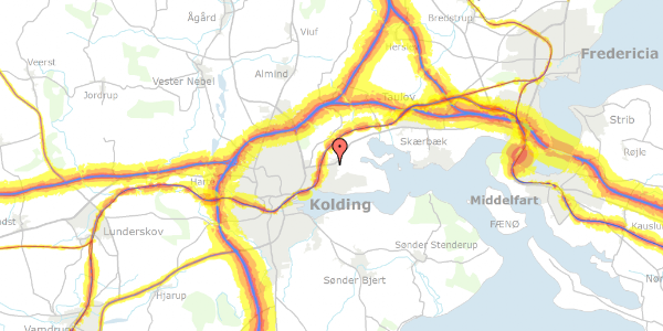 Trafikstøjkort på Bygmarken 14, 6000 Kolding