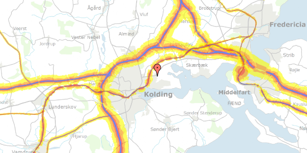 Trafikstøjkort på Bygmarken 54, 6000 Kolding