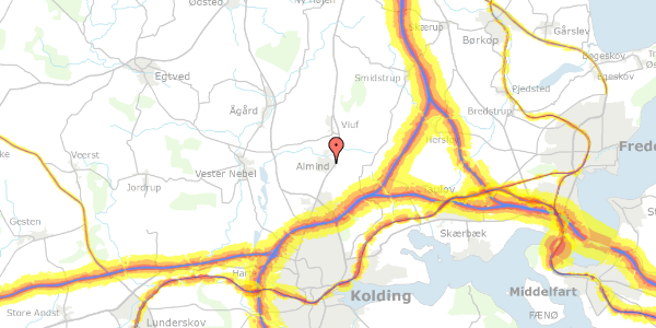 Trafikstøjkort på Bøgealle 2, 6051 Almind