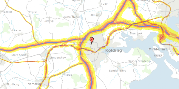 Trafikstøjkort på Cedervej 11, 1. th, 6000 Kolding