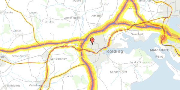 Trafikstøjkort på Cedervej 22, 1. tv, 6000 Kolding