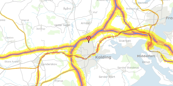 Trafikstøjkort på Centervej 2, 1. , 6000 Kolding