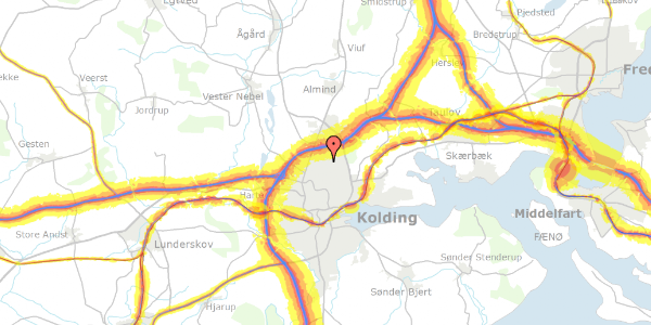 Trafikstøjkort på Centervej 5, st. 3, 6000 Kolding