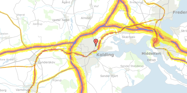 Trafikstøjkort på Christiansøvej 33, 6000 Kolding