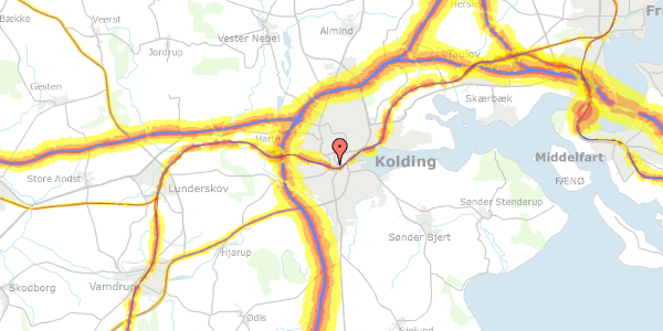 Trafikstøjkort på Dr. Fichs Vej 1, 1. , 6000 Kolding