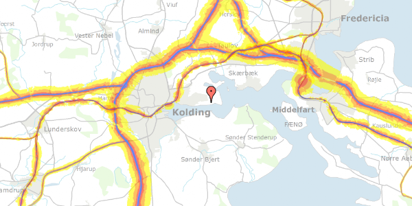 Trafikstøjkort på Strynøvænget 14A, 6000 Kolding