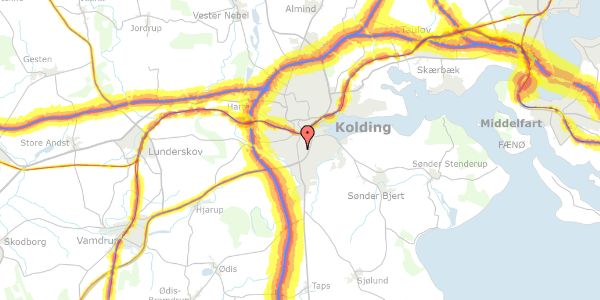 Trafikstøjkort på Dybbølvej 15, 6000 Kolding