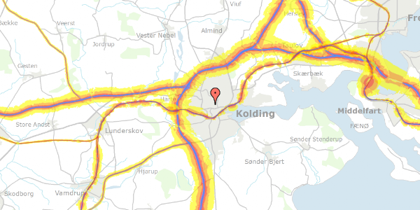 Trafikstøjkort på Dyrehavevej 129, 6000 Kolding