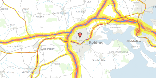 Trafikstøjkort på Dyrehavevej 167, 6000 Kolding