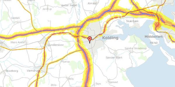 Trafikstøjkort på Eliassensvej 1, 6000 Kolding