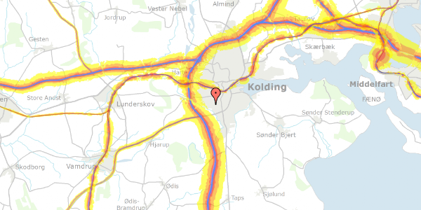 Trafikstøjkort på Eliassensvej 53, 6000 Kolding