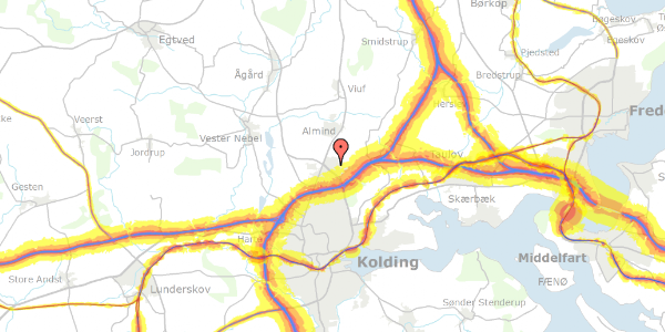 Trafikstøjkort på Eltangvej 210, 6000 Kolding