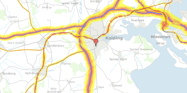 Trafikstøjkort på Enev. Sørensens Vej 9, 6000 Kolding