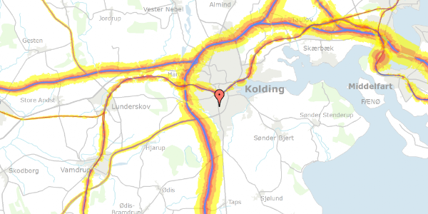 Trafikstøjkort på Enev. Sørensens Vej 42, 6000 Kolding