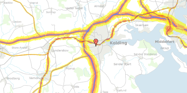 Trafikstøjkort på Ewaldsvej 5, 6000 Kolding