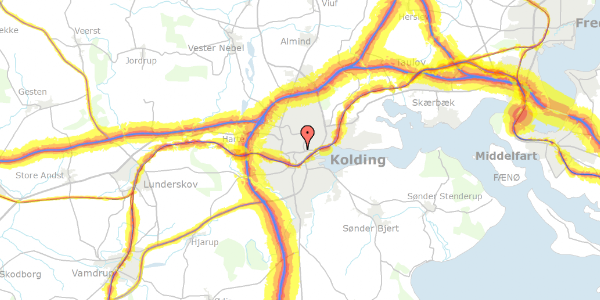 Trafikstøjkort på Falkevej 13, 6000 Kolding