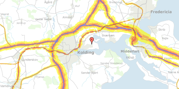 Trafikstøjkort på Fejøvænget 4, 6000 Kolding