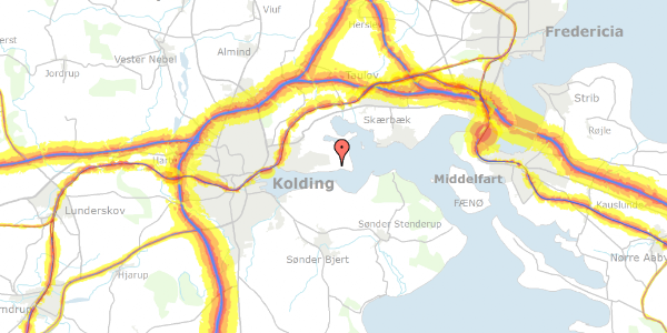 Trafikstøjkort på Fjorddalen 10, 6000 Kolding