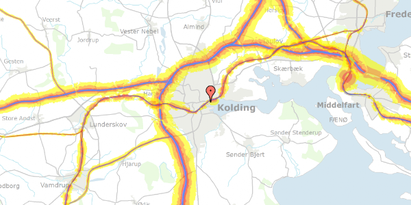 Trafikstøjkort på Fynsvej 79, st. th, 6000 Kolding