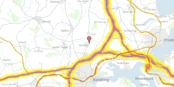 Trafikstøjkort på Fyrrelunden 1, 6051 Almind