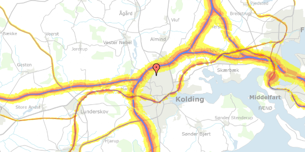 Trafikstøjkort på Fælledvej 3, 6000 Kolding