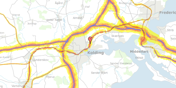 Trafikstøjkort på Gefionvej 28B, 6000 Kolding