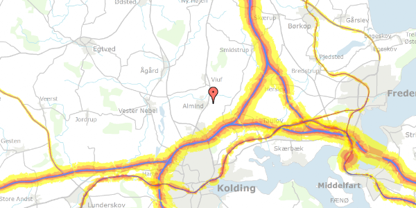 Trafikstøjkort på Gl. Landevej 1, 6051 Almind