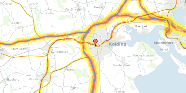 Trafikstøjkort på Grundtvigsvej 3, 6000 Kolding