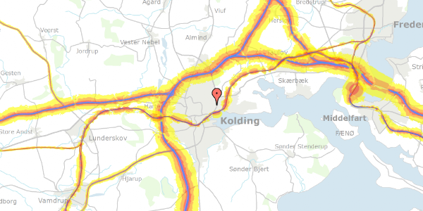 Trafikstøjkort på Gudhjemsvej 1, 6000 Kolding