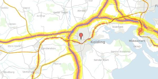 Trafikstøjkort på Gøhlmannsvej 3, 6000 Kolding