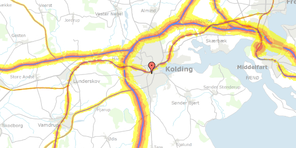 Trafikstøjkort på Haderslevvej 14B, st. , 6000 Kolding