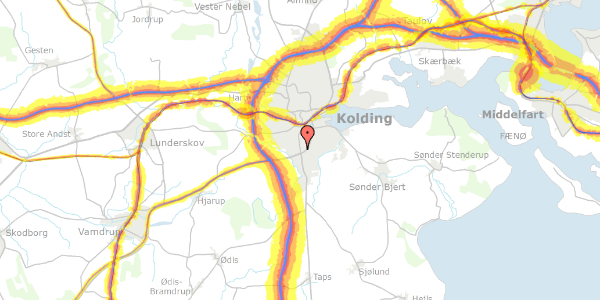 Trafikstøjkort på Haderslevvej 154A, 1. , 6000 Kolding