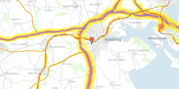 Trafikstøjkort på Hans Becks Vej 5, 6000 Kolding