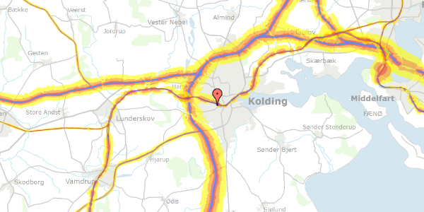 Trafikstøjkort på Hauchsvej 2, 6000 Kolding