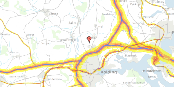 Trafikstøjkort på Hedevej 124, 6051 Almind