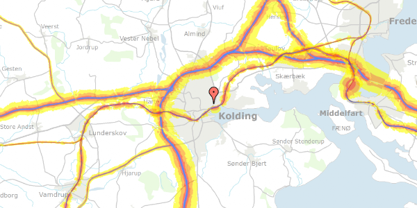 Trafikstøjkort på Heimdalsvej 32, 6000 Kolding