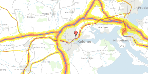 Trafikstøjkort på Heimdalsvej 40, 6000 Kolding