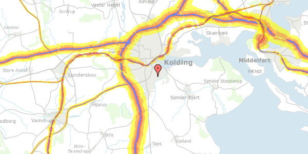 Trafikstøjkort på Hertug Abels Vej 62, 6000 Kolding