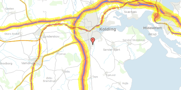 Trafikstøjkort på Hindbærvænget 3, 6000 Kolding