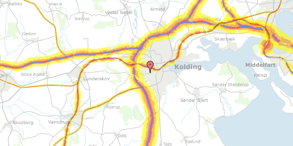 Trafikstøjkort på Holbergsvej 29, 6000 Kolding