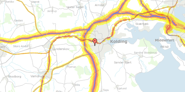 Trafikstøjkort på Holbergsvej 45, 6000 Kolding