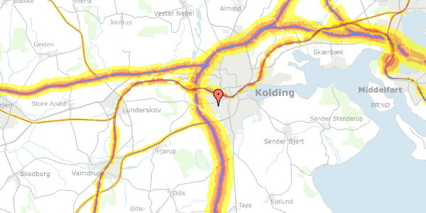 Trafikstøjkort på Holbergsvej 83, 6000 Kolding