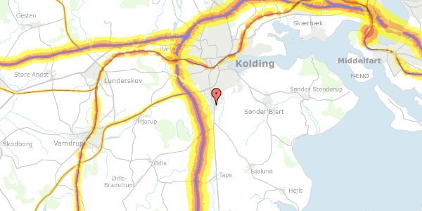 Trafikstøjkort på Hoppesvej 2, 6000 Kolding