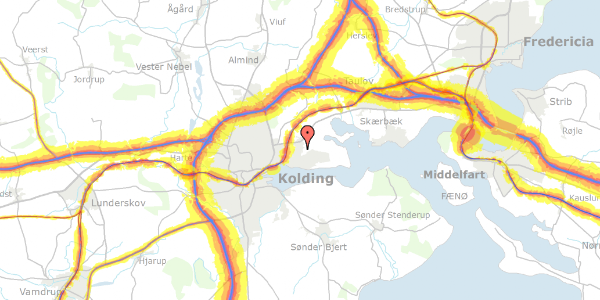 Trafikstøjkort på Hvedemarken 15, 6000 Kolding