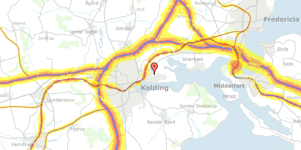 Trafikstøjkort på Hvedemarken 28, 6000 Kolding