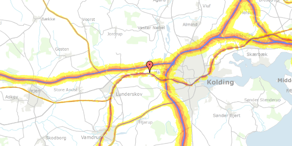 Trafikstøjkort på Hvilestedvej 11, 6000 Kolding