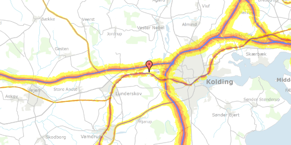 Trafikstøjkort på Hvilestedvej 13, 6000 Kolding