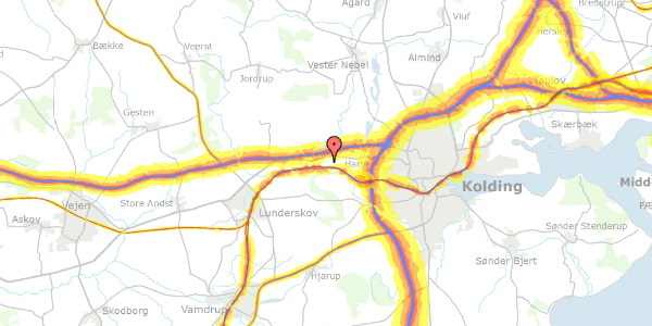 Trafikstøjkort på Hvilestedvej 21, 6000 Kolding